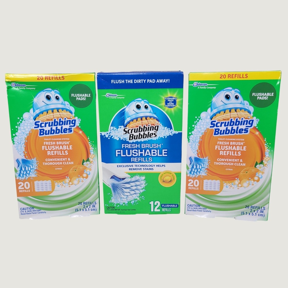 Scrubbing Bubbles Fresh Brush Flushable Refills Citrus 52 Count Total Lot of 3